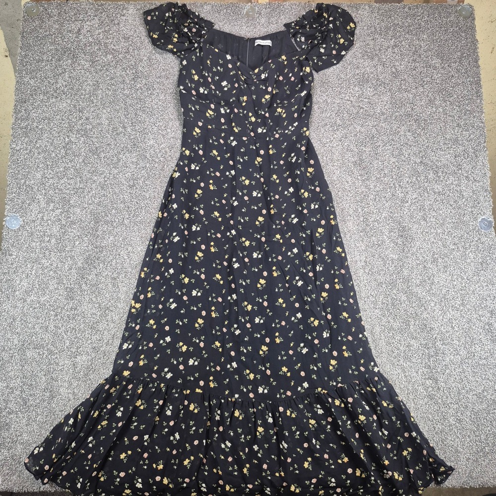 Reformation Dress Womens 8 Black Floral Cottagecore